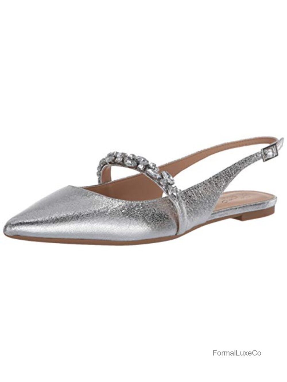 Bambi Pointed Toe Slingback Flat Evening Dress Shoes